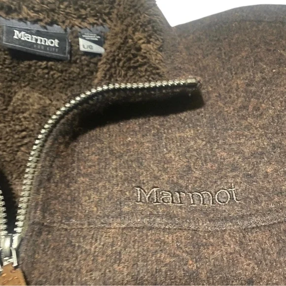 Marmot Wool Blend Full Zip Jacket Men Large Brown Outdoor Hiking Casual Gorpcore - Picture 12 of 16